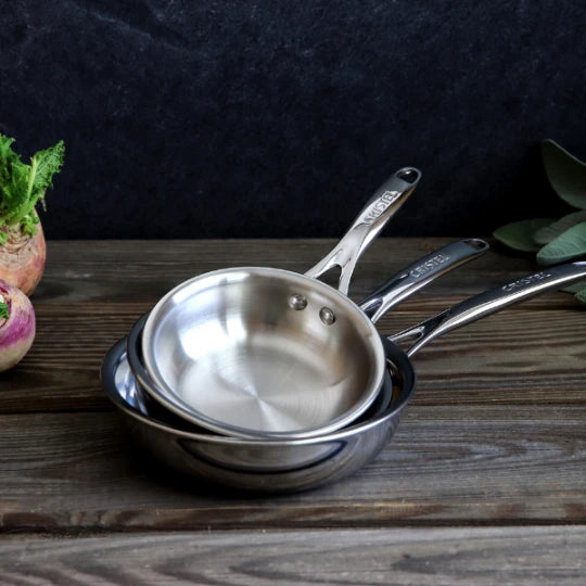 Cristel Mini Stainless Steel Chefs Pan Fixed Castel Pro 3 Ply