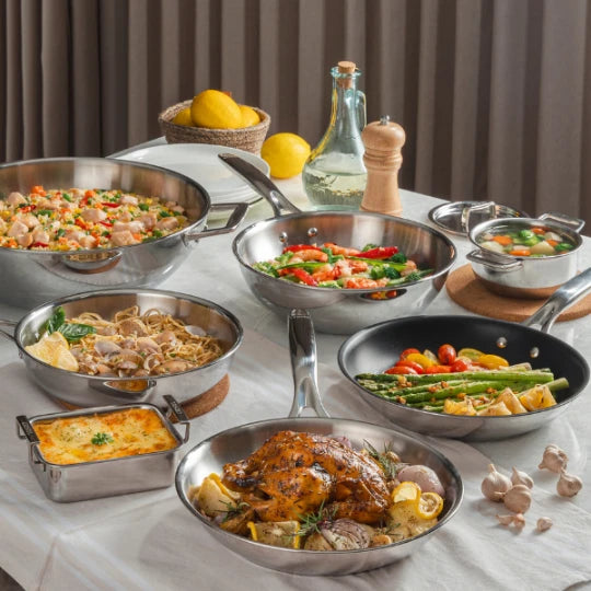 Cristel Stainless Steel Chefs Pan Fixed Castel Pro / 5Ply Fry Pan