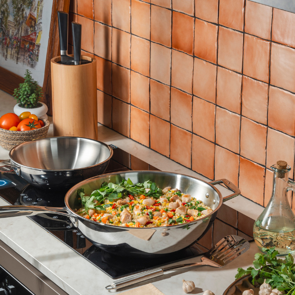 Cristel Stainless Steel Wok Castel Pro / Wajan Penggorengan 3Ply