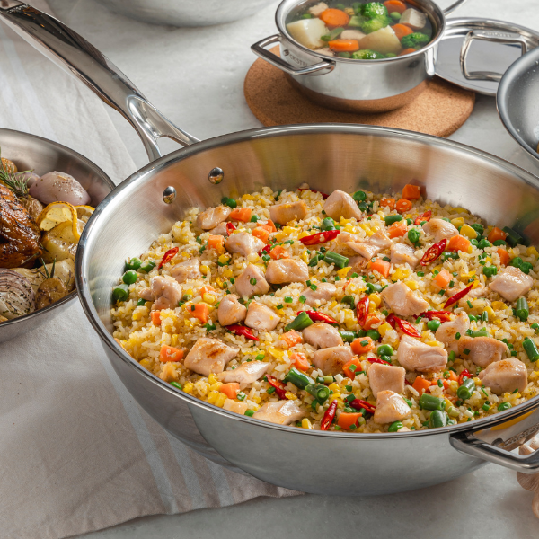 Cristel Stainless Steel Wok Castel Pro / Wajan Penggorengan 3Ply