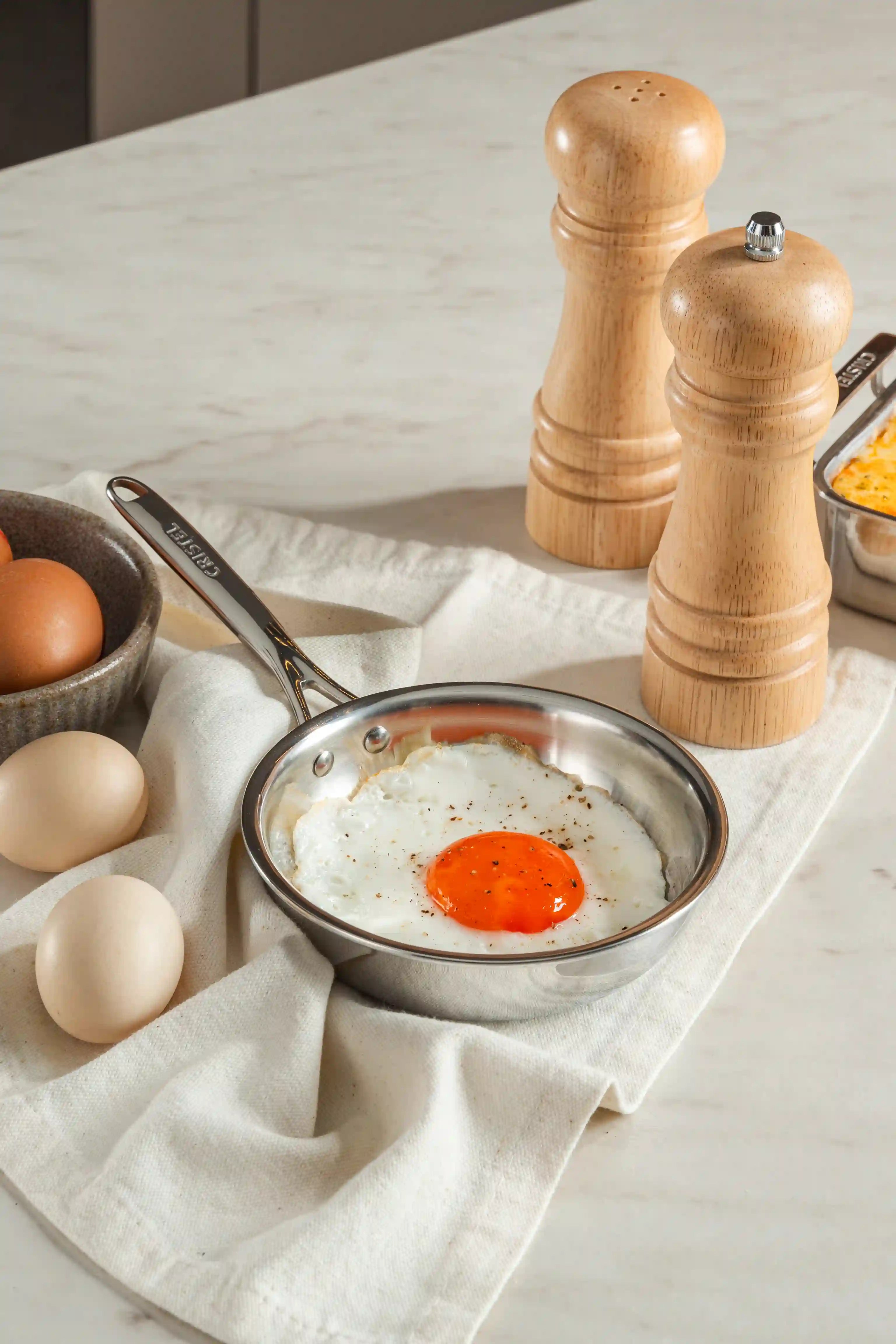 Cristel Mini Stainless Steel Chefs Pan Fixed Castel Pro 3 Ply