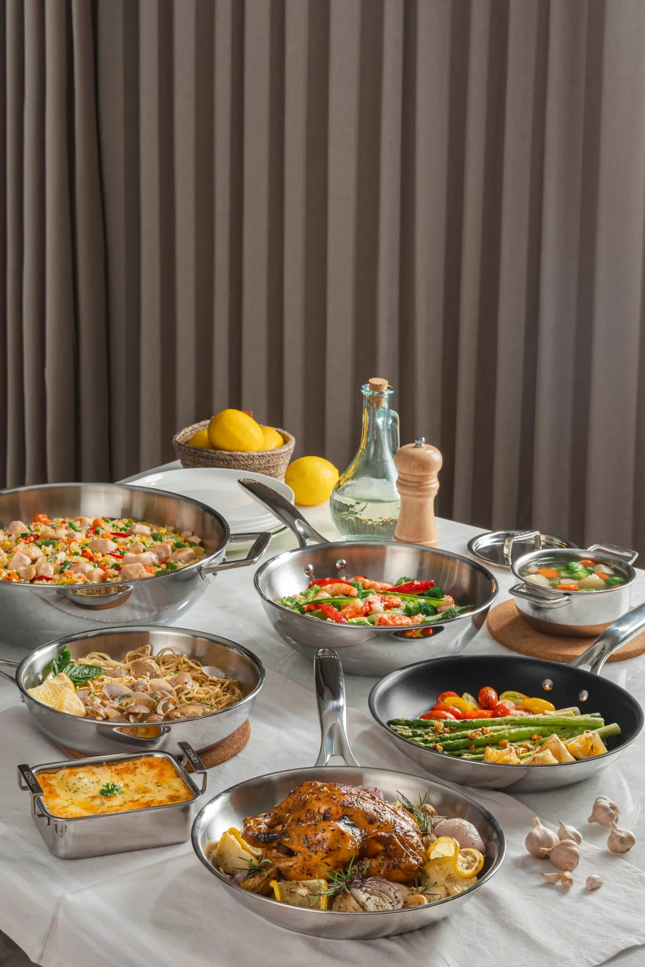 Cristel Stainless Steel Chefs Pan Fixed Castel Pro / 5Ply Fry Pan