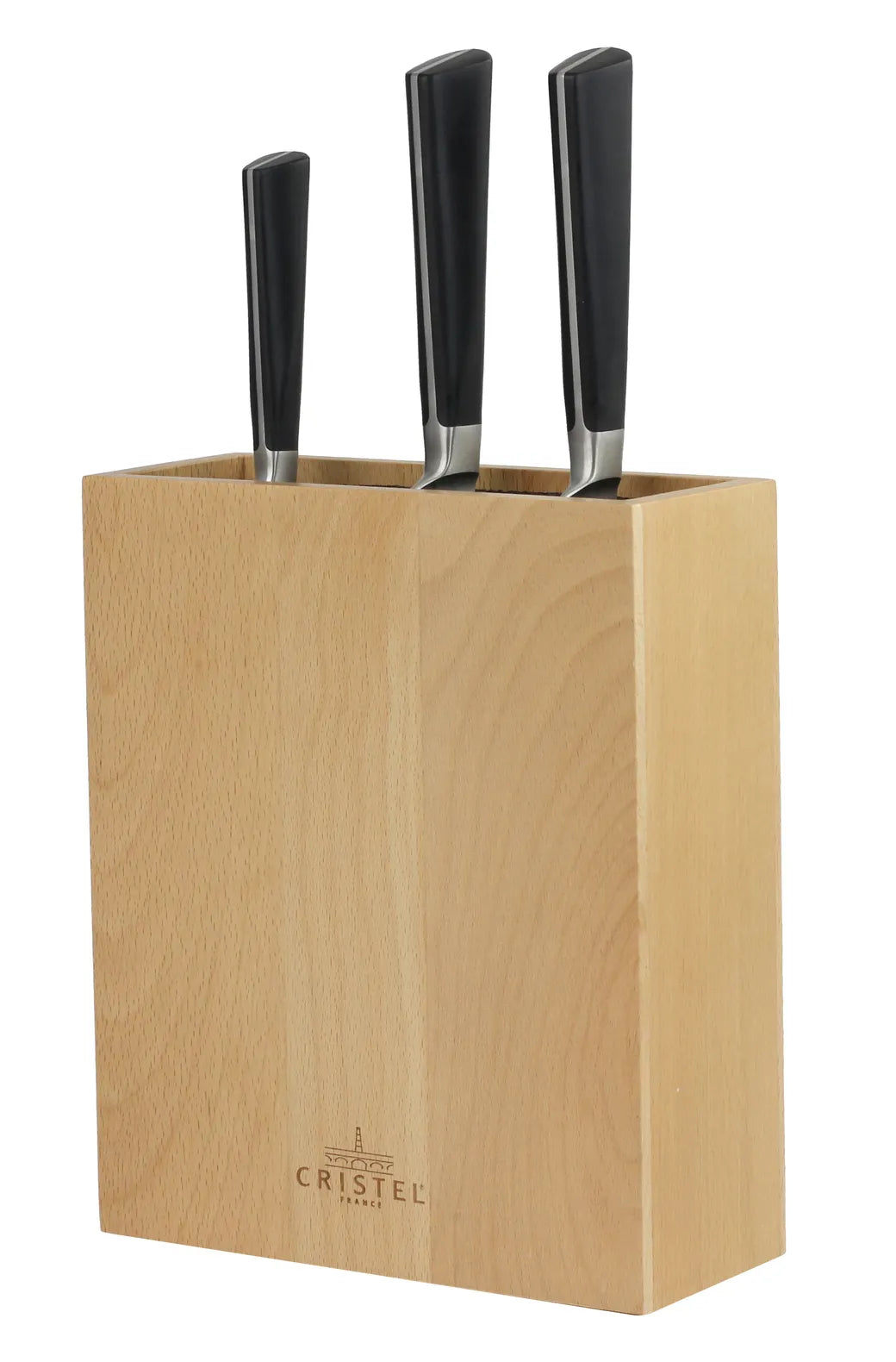 Rectangular beech wood knife block