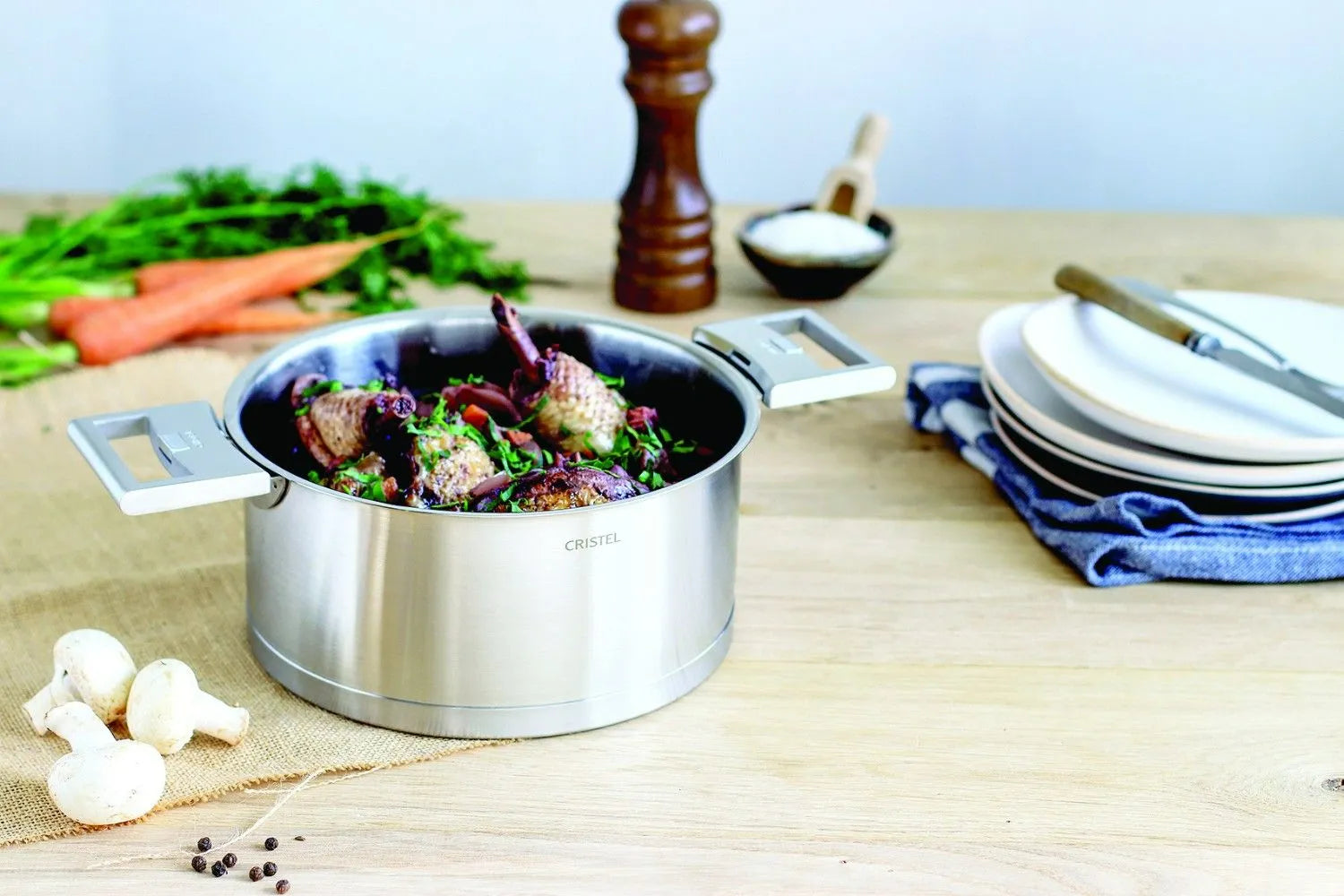 Cristel Stainless Sauce Pan Removable Strate / Panci Stainless