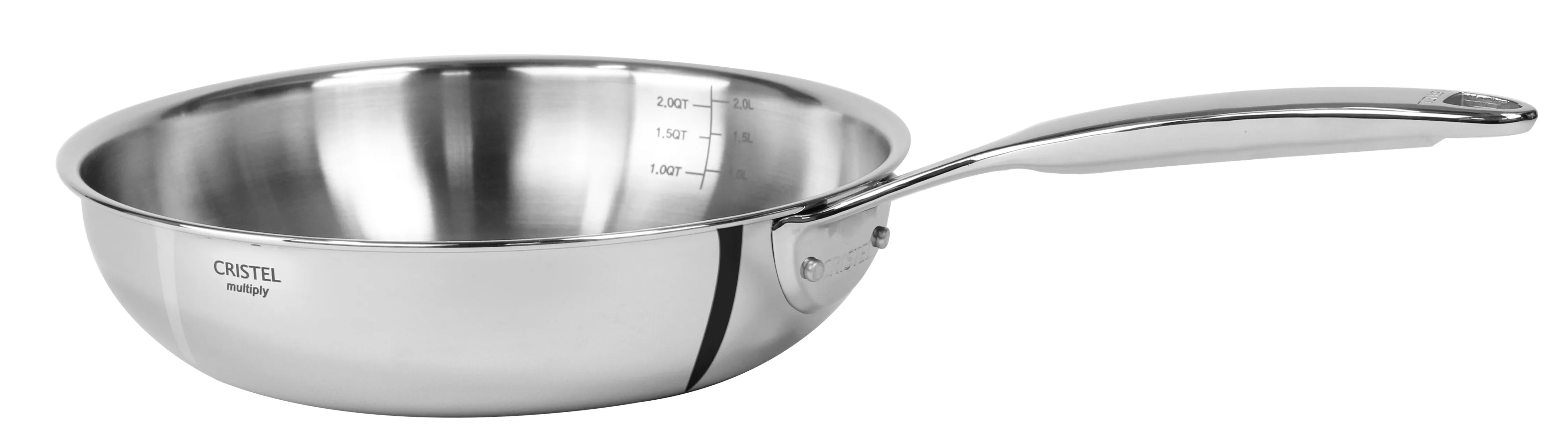 Cristel Stainless Steel Chefs Pan Fixed Castel Pro / 5Ply Fry Pan