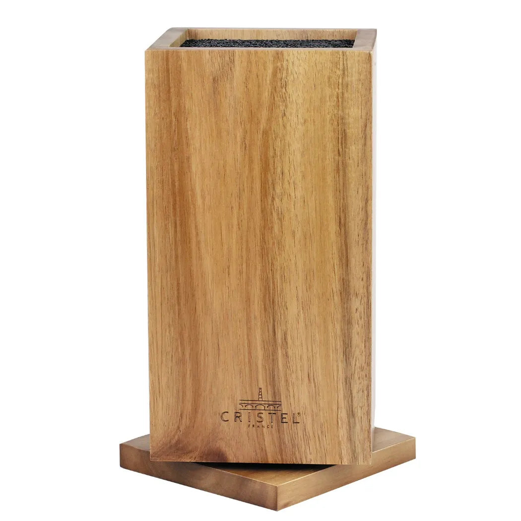 Acacia wood rotary knife block