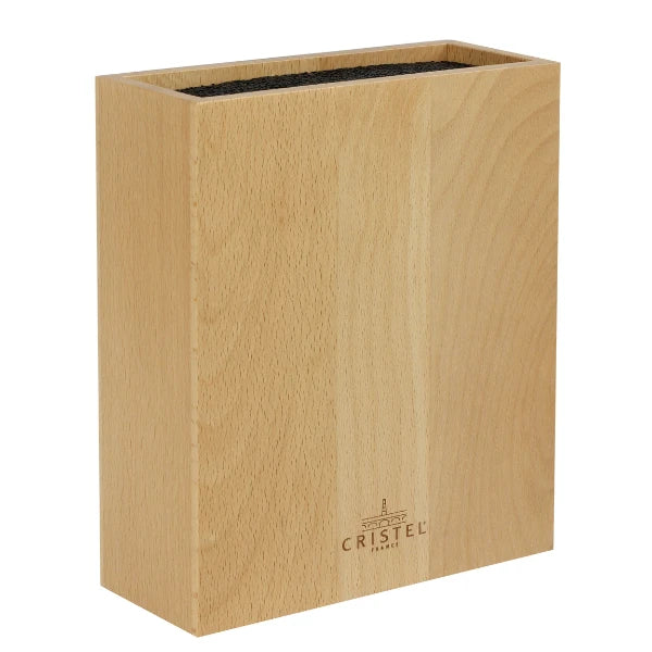 Rectangular beech wood knife block