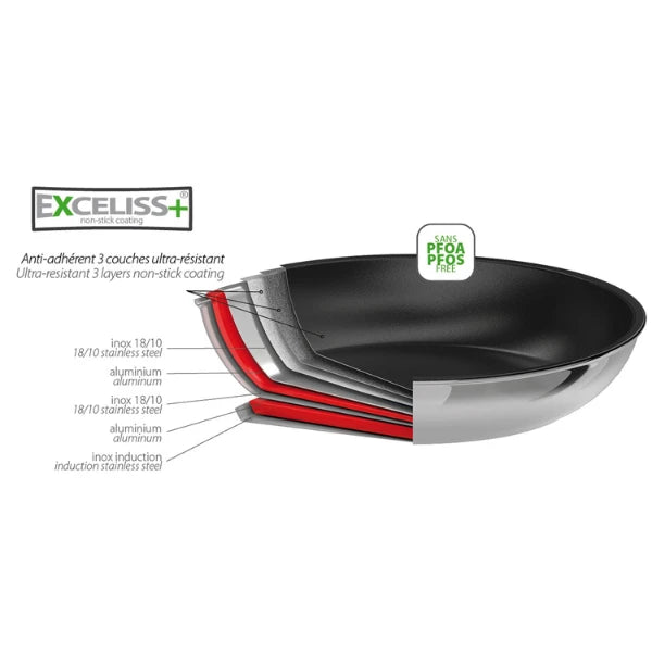 Cristel Saute Pan Exceliss Non Stick Coating Removable Casteline