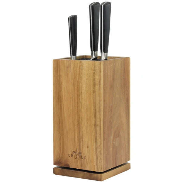 Acacia wood rotary knife block