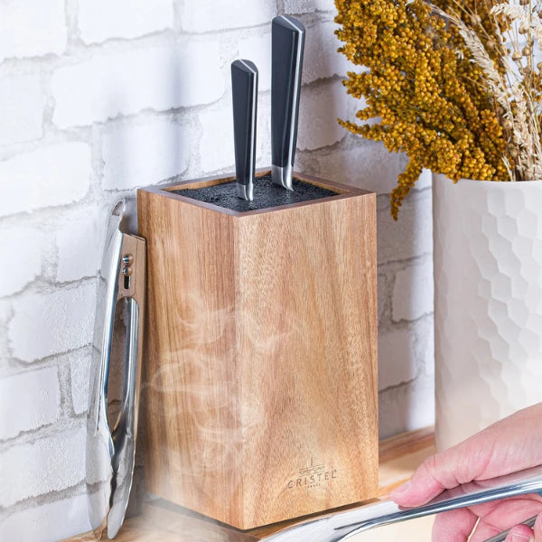 Acacia wood rotary knife block