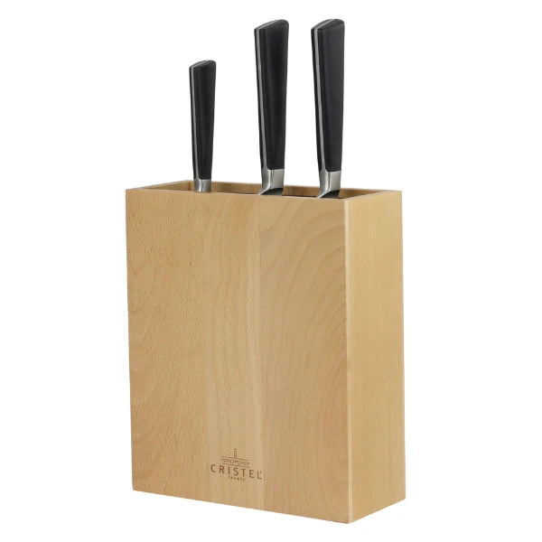 Rectangular beech wood knife block