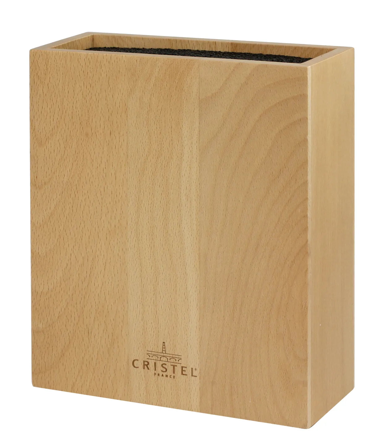 Rectangular beech wood knife block